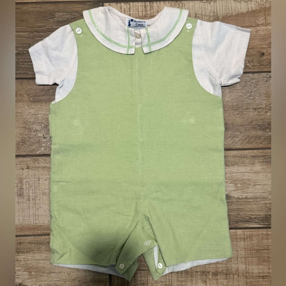 EUC Monday’s Child Green & White Baby Boys Shortall Size 3